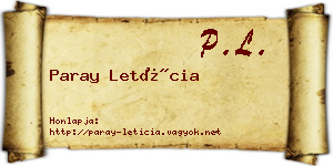 Paray Letícia névjegykártya